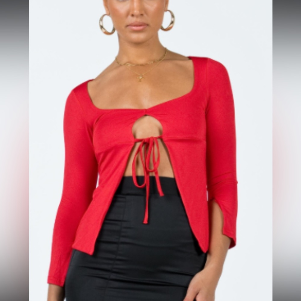 Princess Polly Corabelle tie up top red